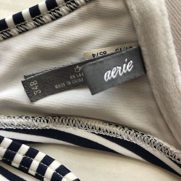 Aerie dark blue/white striped pushup bikini 34B - Picture 7 of 7